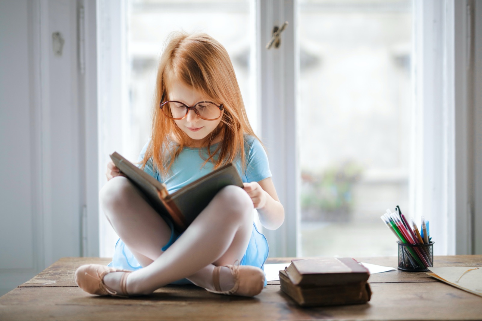 Child reading a book
